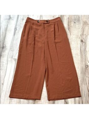 Topshop culotte wide leg high rise pants burn orange color size 8